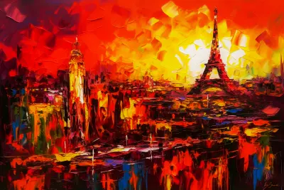 Wandbild/Fototapete mit dem Titel Paris bei Sonnenuntergang