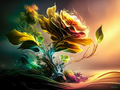 Wandbild und Fototapete mit einem schönen Blumenmotiv mit dem Titel Mystische Blumennmagie – Die Blüte des Lebens in der Max Steinwald Art Galerie