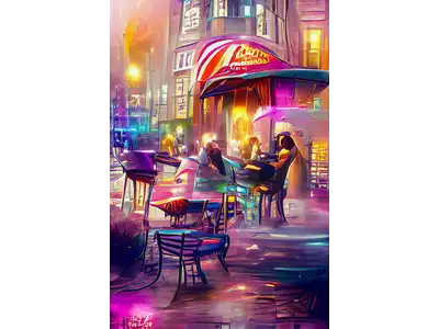 Wandbild und Fototapete mit einem dekorativen Motiv mit dem Titel Die kleine Bar in unserer Straße in der Max Steinwald Art Galerie