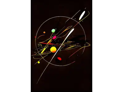 Wandbild und Fototapete mit einem dekorativen Motiv mit dem Titel Farbiger Minimalismus auf Schwarz in der Max Steinwald Art Galerie