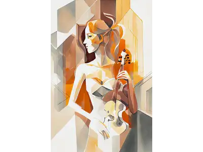 Wandbild und Fototapete mit einem dekorativen Motiv mit dem Titel Junge Frau mit Geige in der Max Steinwald Art Galerie
