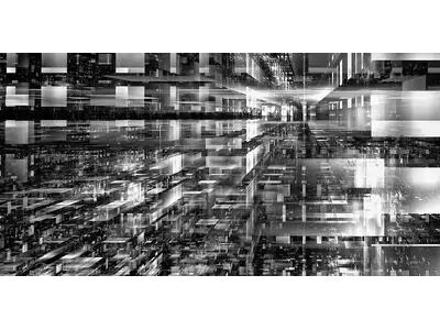 Wandbild und Fototapete mit einem dekorativen Motiv mit dem Titel Matrix Panorama Schwarz Weiß in der Max Steinwald Art Galerie