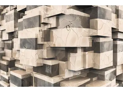 Wandbild und Fototapete mit einem dekorativen Motiv mit dem Titel Q-Cubes 3D - Glanzeffekte im Raum in der Max Steinwald Art Galerie