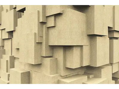 Wandbild und Fototapete mit einem dekorativen Motiv mit dem Titel Q-Cubes 3D - Sandstein Wand in der Max Steinwald Art Galerie