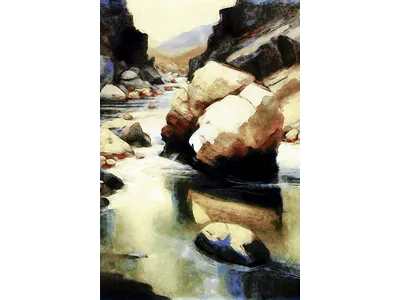 Wandbild und Fototapete mit einem Landschaftsmotiv mit dem Titel Drakensberge Aquarell in der Max Steinwald Art Galerie