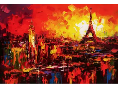 Wandbild und Fototapete mit einem urbanen Motiv mit dem Titel Paris am Abend in der Max Steinwald Art Galerie