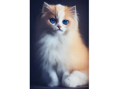 Tier Motiv für Wandbild Fototapete mit dem Titel Das Kätzchen mit den blauen Augen