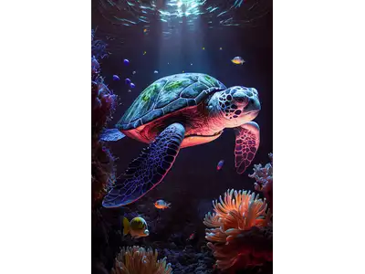 Tier Motiv für Wandbild Fototapete mit dem Titel Meeresschildkröte - Magie der Unterwasserwelt