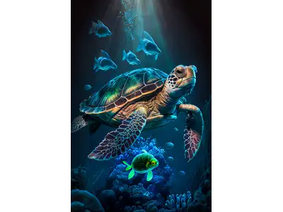 Tier Motiv für Wandbild Fototapete mit dem Titel Schildkröte